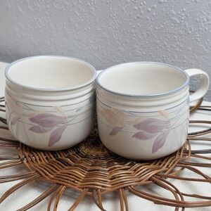 Vintage 80s Studio Nova Tender Bloom (Y2325) Flat Coffee Cups Pair Pastel Floral